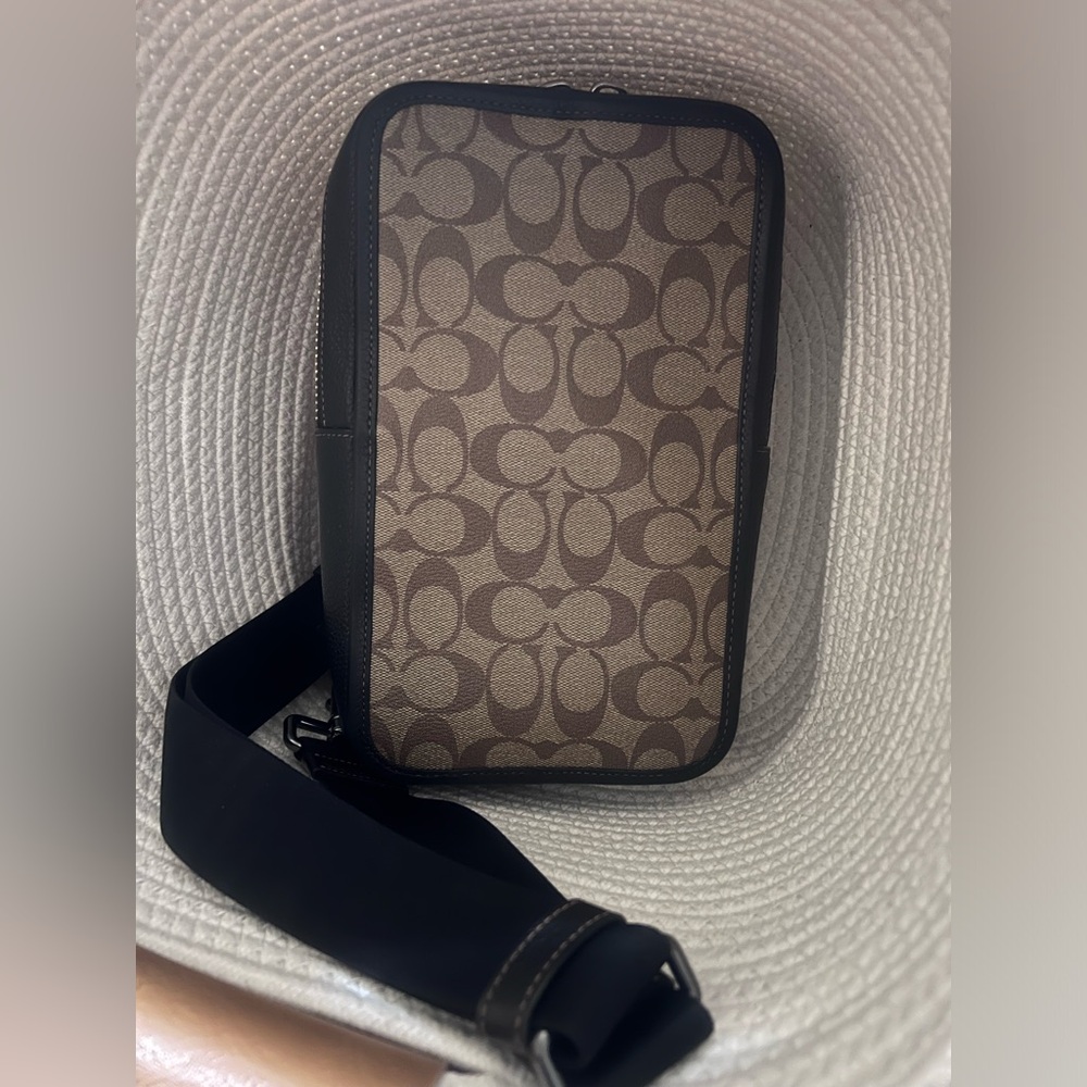 Coach Tan and Brown Signature Belt Bag